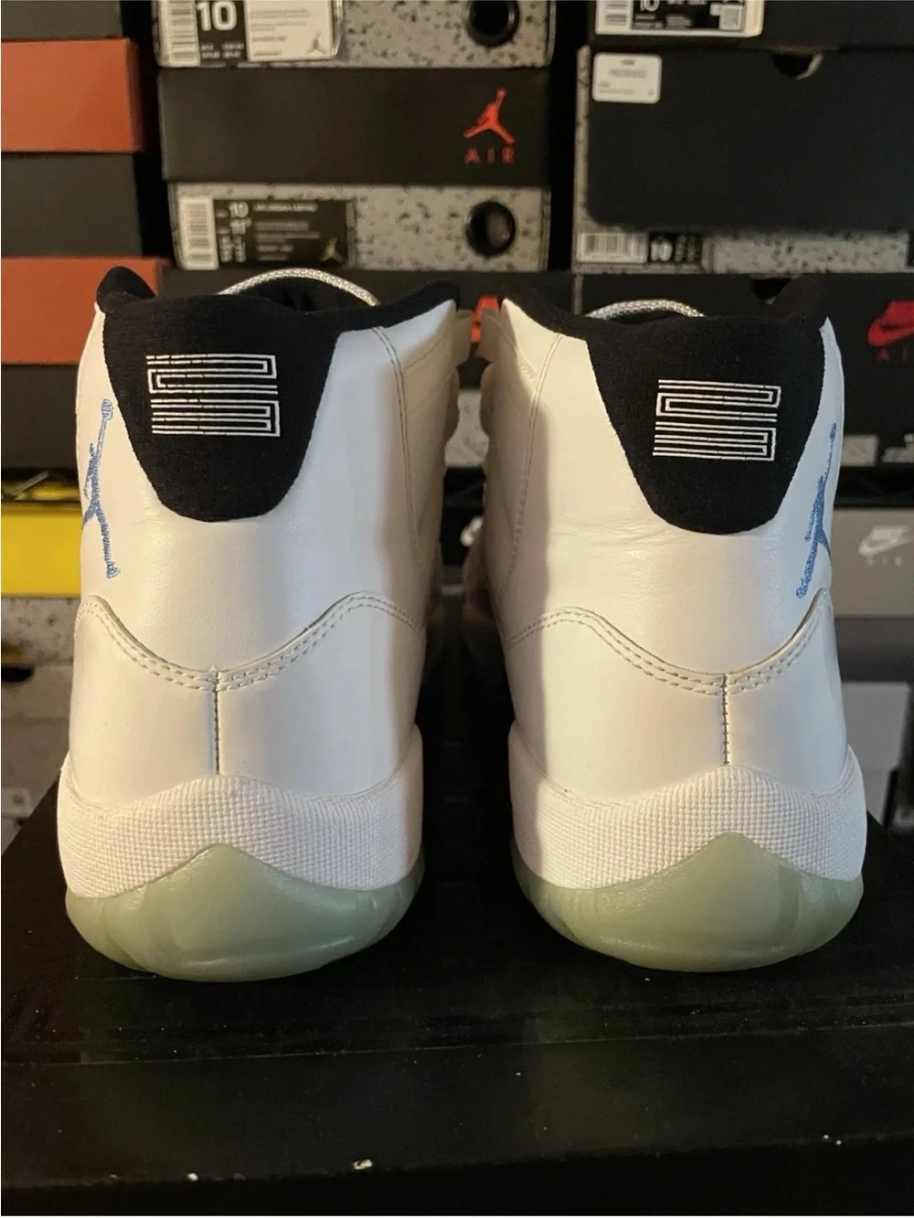 Jordan White and Light Blue High-Top Athletic Sneakers